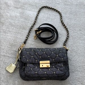 MZ Wallace grey Quilted Crossbody Bag with Gold Details